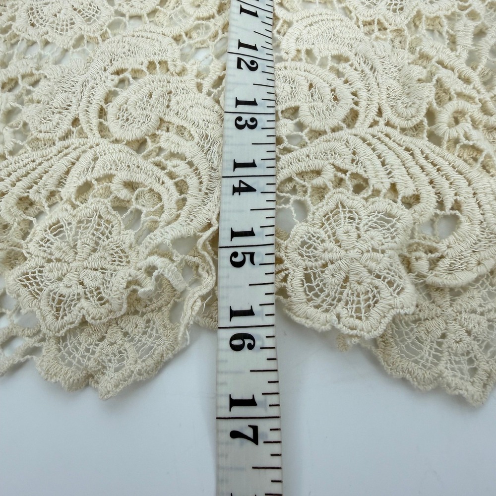 Vintage Forever 21 90s Lace Crop Top Women Medium Beige Boho Scalloped Hem - Picture 3 of 5